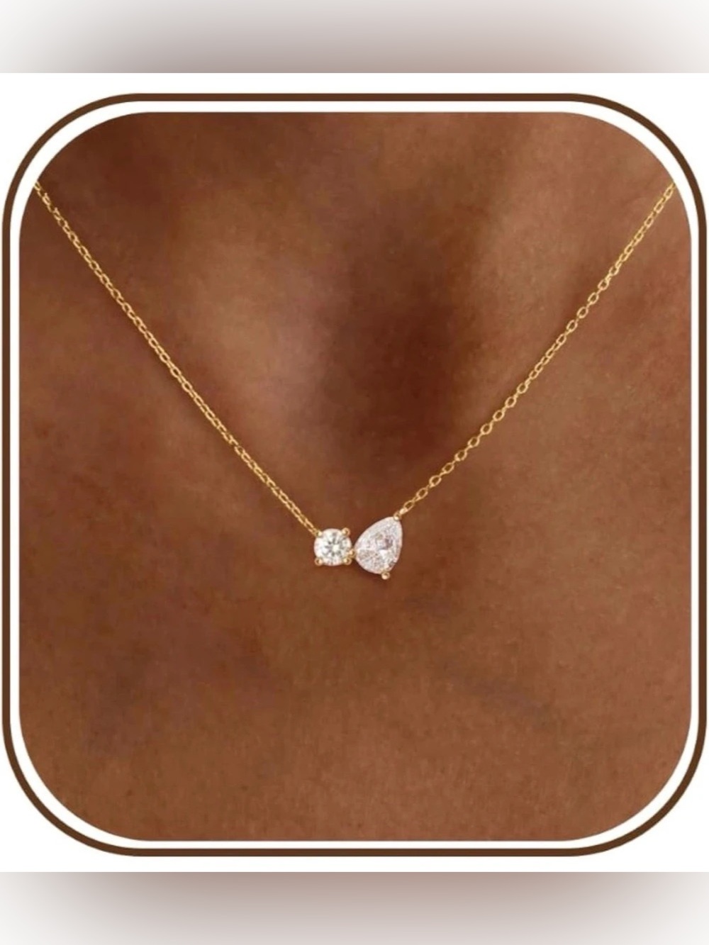 NWT Dainty Rhinestone Choker Necklace 14K Gold Plated, Waterproof